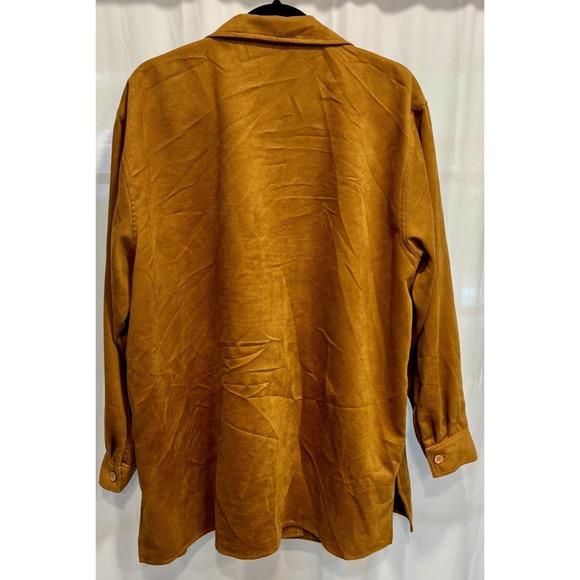 Coldwater Creek Faux Suede Button Up Shirt Jacket Camel XLG - Picture 2 of 11